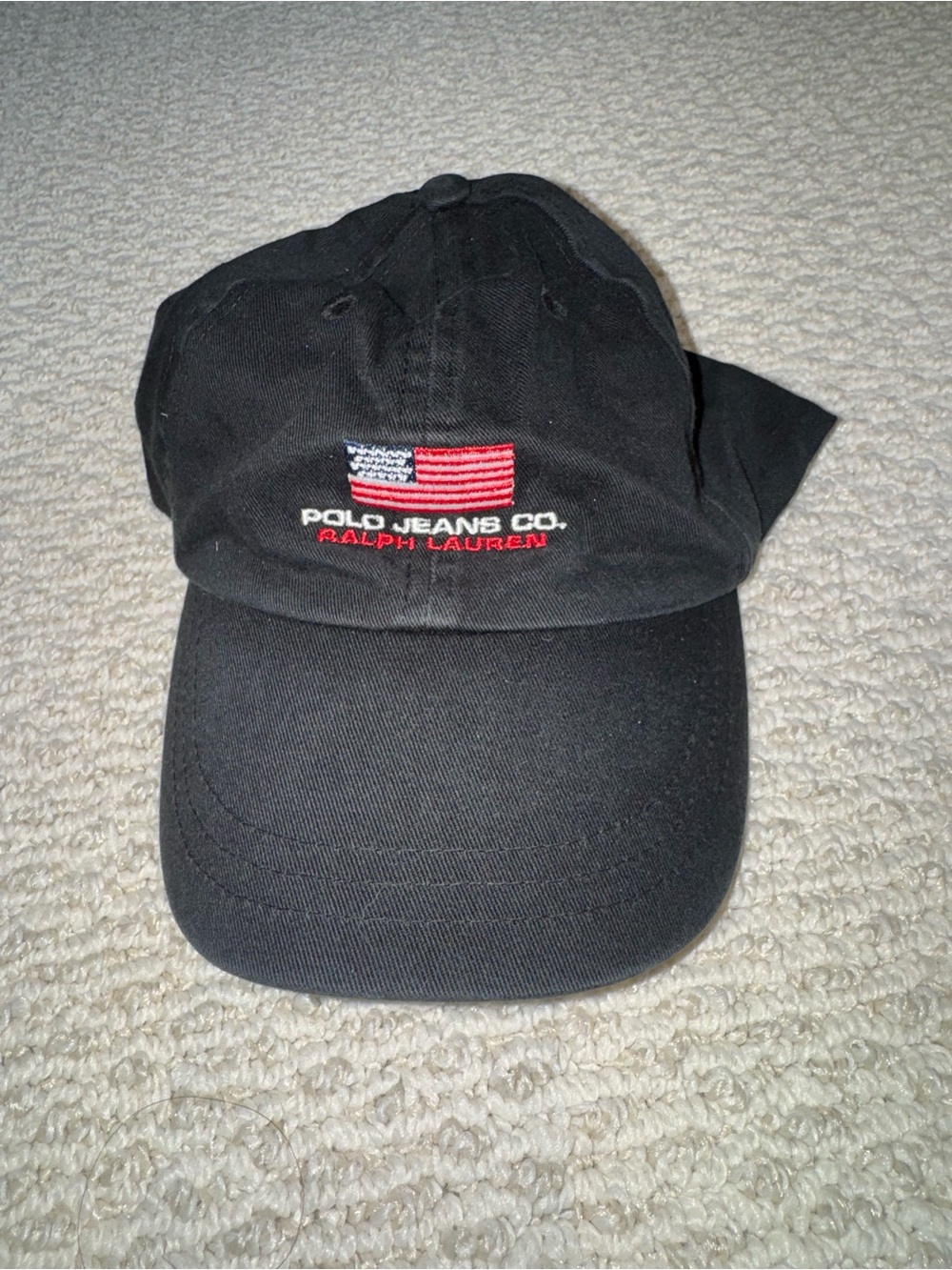 Ralph Lauren Black Cap with Embroidered American Flag